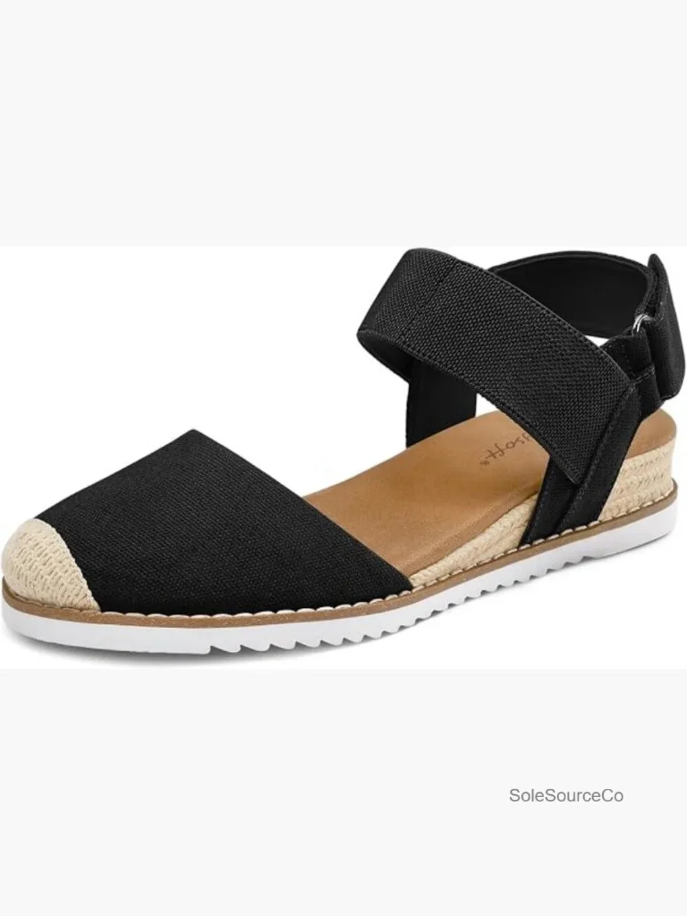 Women's Low Wedge Sandals Comfortable Closed Toe Espadrilles Slip on Elastic